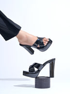 Black 5 Inch Platform Heel Sandals for Women | Stylish Luxury High Heel Footwear for Parties & Events