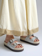 Women’s Sparkle Comfort Platform Sandals with Adjustable Buckles