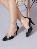 Luxury Black Rhinestone Heels for Women | Classic Pumps | Elegant Bridal, Wedding & Party Wear