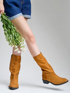 Women’s Tan Long Boots | Elegant Knee High Boots with Heel | Luxury Party & Casual Wear Footwear
