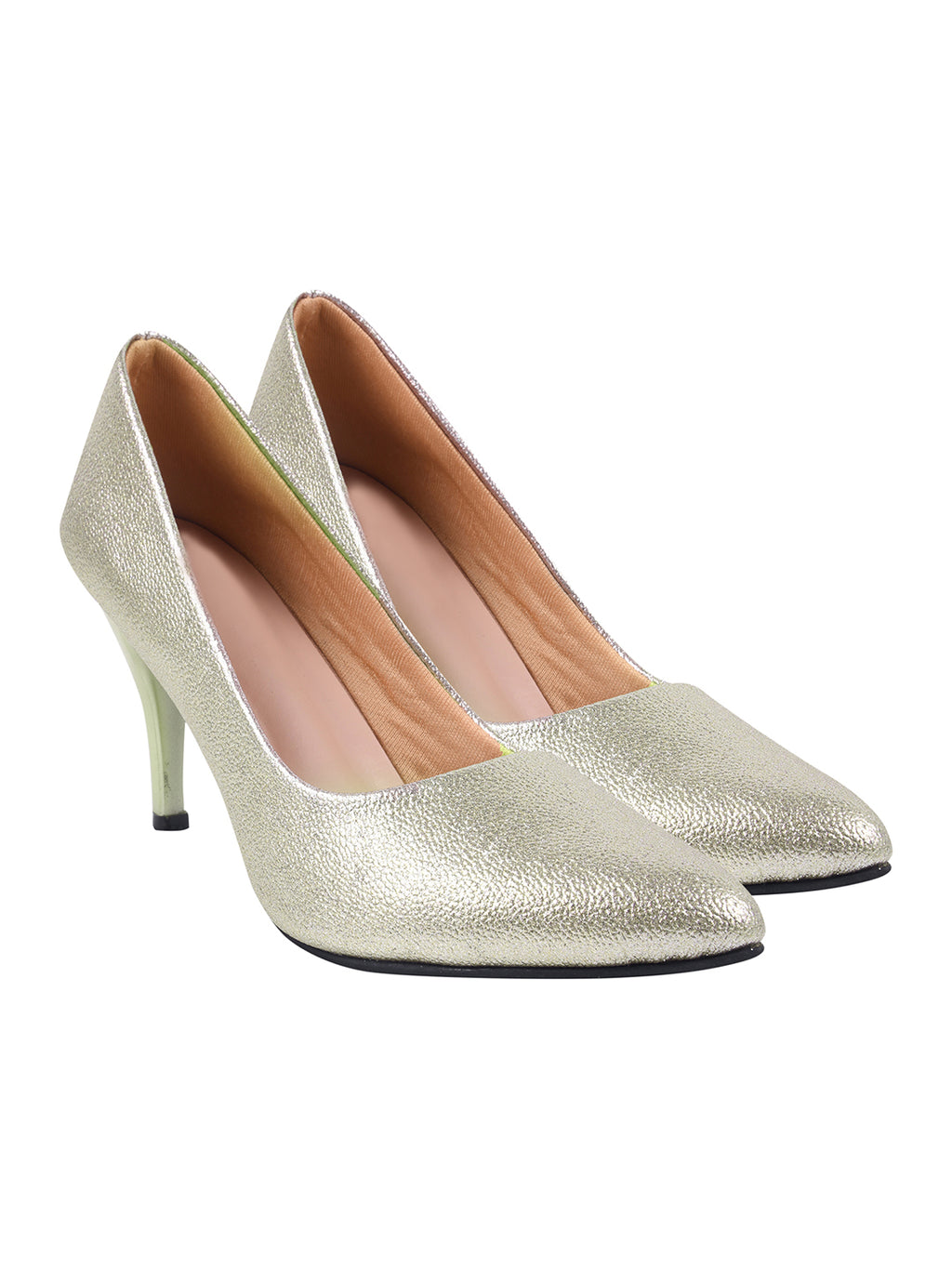 Classic Shimmering Gold Stiletto Pumps – Elegant Pointed-Toe Evening Heels