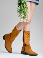 Women’s Tan Long Boots | Elegant Knee High Boots with Heel | Luxury Party & Casual Wear Footwear