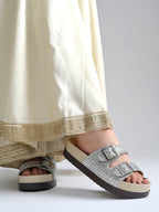 Women’s Sparkle Comfort Platform Sandals with Adjustable Buckles