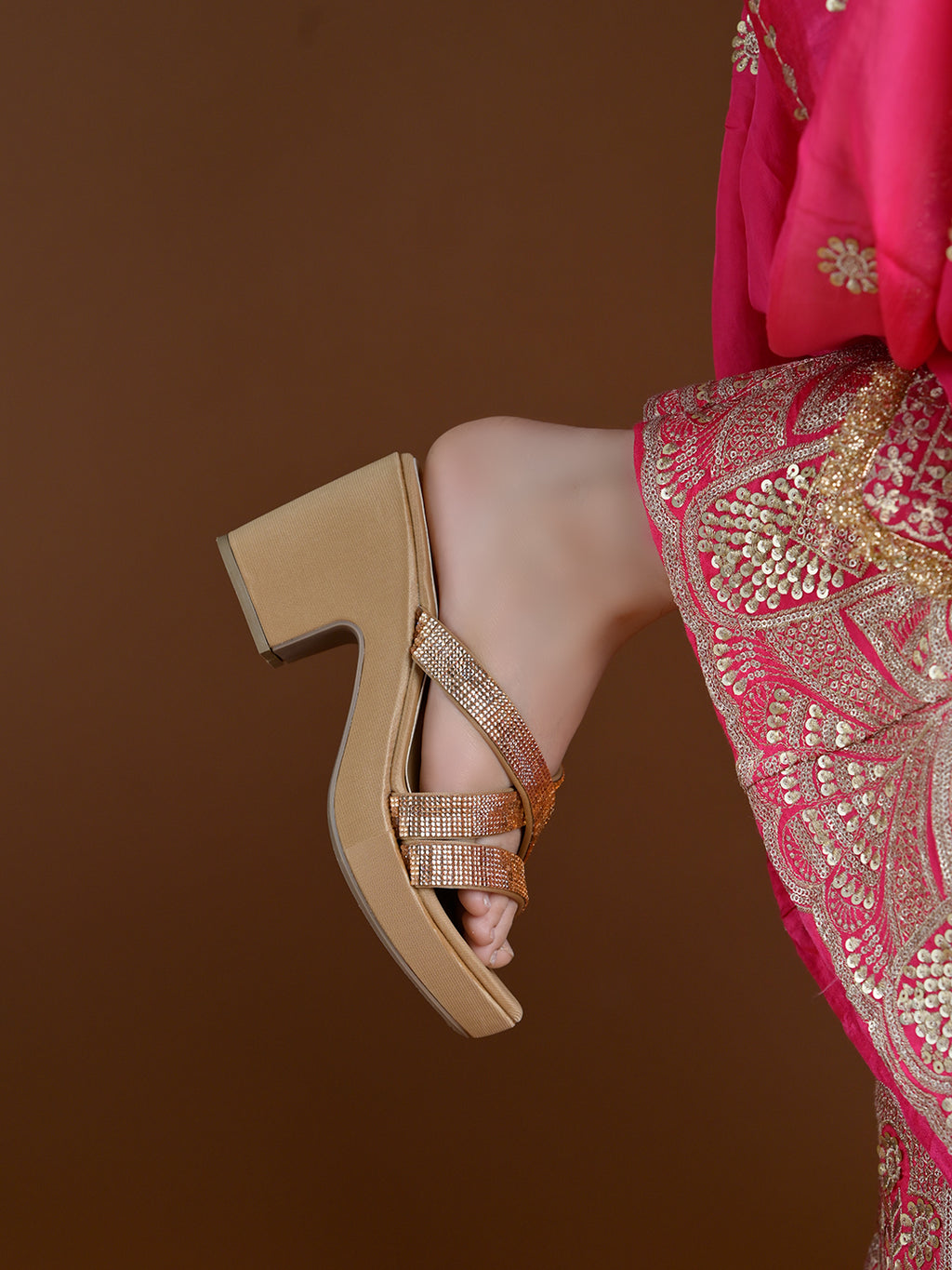 Golden Platform Heels for Women | Luxury High Heel Sandals | Party, Wedding & Festive Wear Footwear