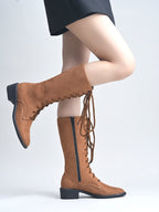 Women’s Tan Long Boots | Premium Knee High Leather Boots with Block Heel | Luxury Fashion Footwear