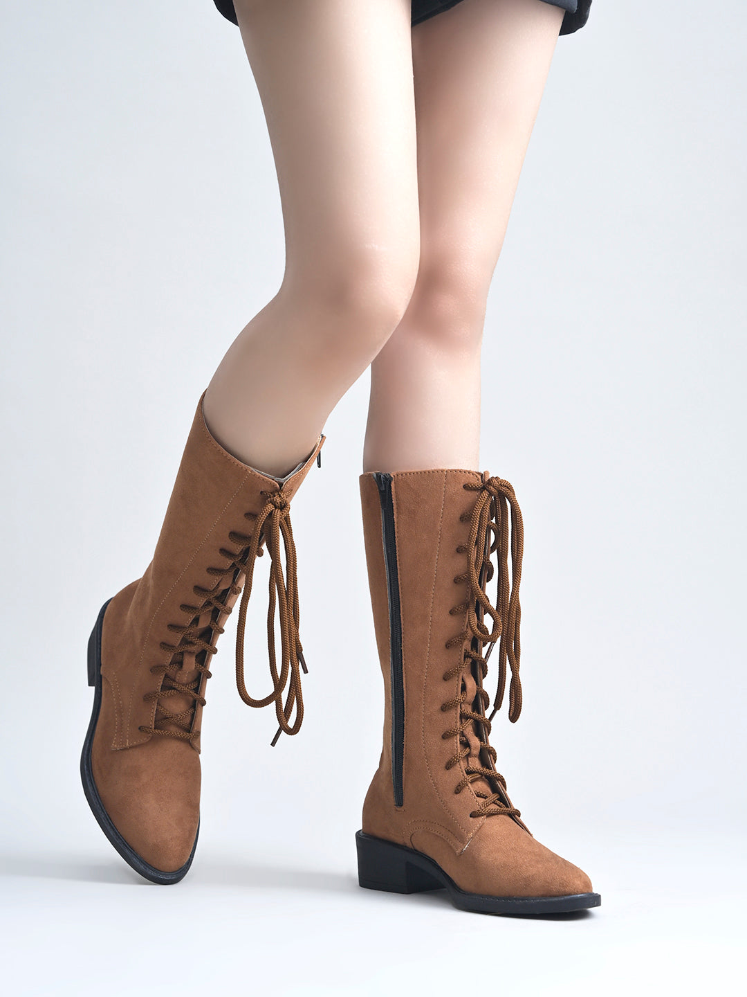 Women’s Tan Long Boots | Premium Knee High Leather Boots with Block Heel | Luxury Fashion Footwear