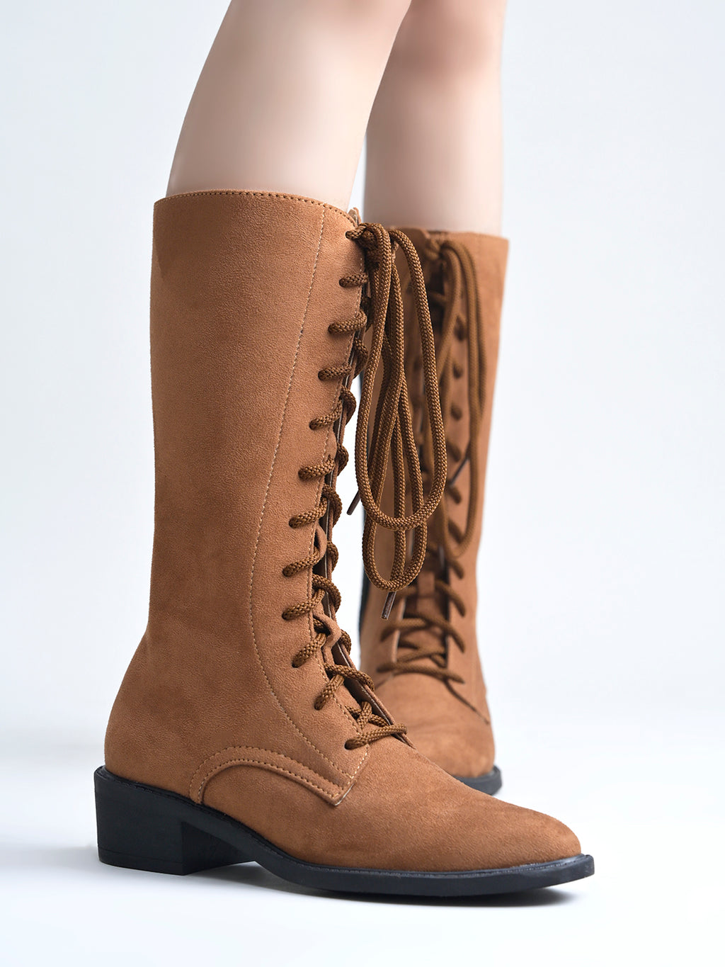 Women’s Tan Long Boots | Premium Knee High Leather Boots with Block Heel | Luxury Fashion Footwear