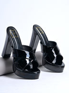 Black 5 Inch Platform Heel Sandals for Women | Stylish Luxury High Heel Footwear for Parties & Events