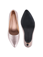 Classic Shimmering Rose-Gold Stiletto Pumps – Elegant Pointed-Toe Evening Heels