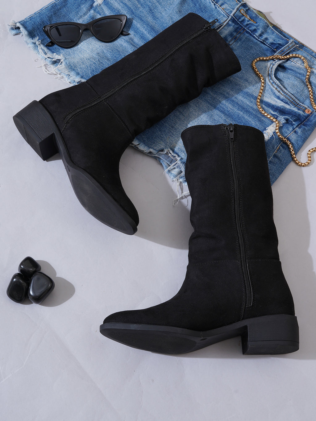 Women’s Black Long Boots | Elegant Knee High Boots with Heel | Luxury Party & Casual Wear Footwear