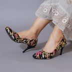 Black Embroidered Pumps | Premium Women’s Closed Toe Luxury Heels for Bridal & Formal Wear