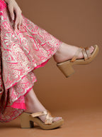 Golden Platform Heels for Women | Luxury High Heel Sandals | Party, Wedding & Festive Wear Footwear