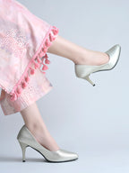 Classic Shimmering Gold Stiletto Pumps – Elegant Pointed-Toe Evening Heels