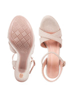 Women's Golden Glitter Platform Sandals with Criss-Cross Straps and High Stiletto Heel