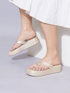 Women’s Gold Platform Heels | Stylish Chunky Heel Sandals | Premium Luxury Bridal & Evening Wear