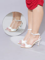 Women’s Silver Pencil Heels – Elegant High Heel Sandals for Party & Wedding Wear