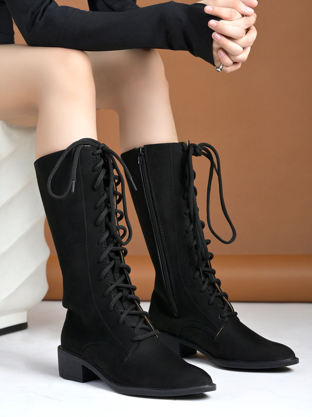 Women’s Black Long Boots | Premium Knee High Leather Boots with Block Heel | Luxury Fashion Footwear