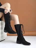 Women’s Black Long Boots | Premium Knee High Leather Boots with Block Heel | Luxury Fashion Footwear