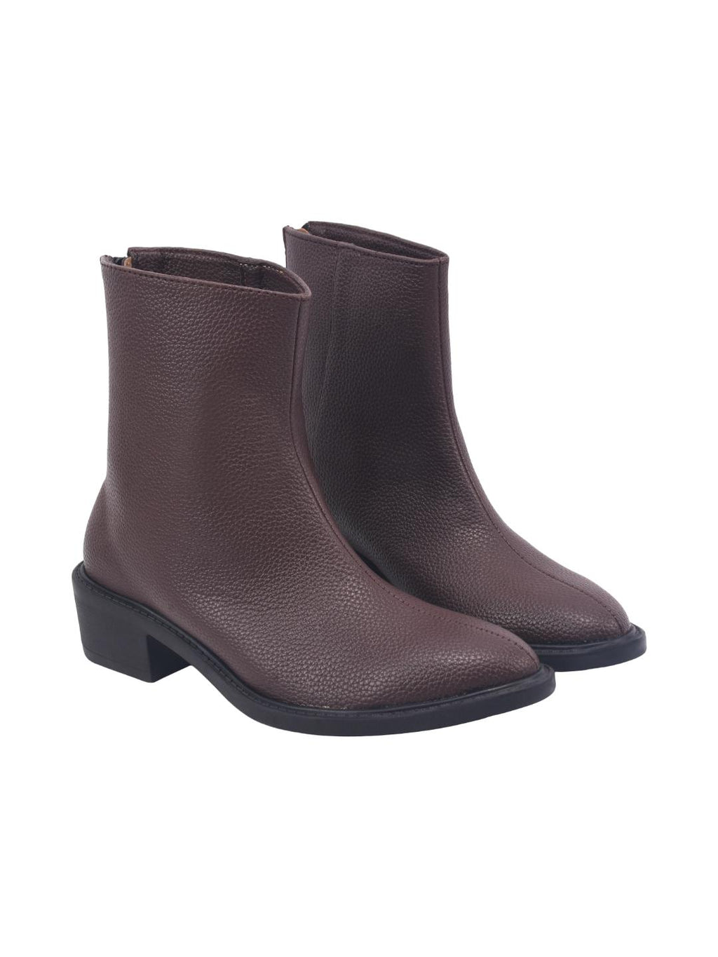 Luxury Brown Boots for Women | Premium Leather Ankle Boots with Comfortable Block Heel | Stylish Fashion Footwear