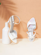 Women’s Silver Pencil Heels – Elegant High Heel Sandals for Party & Wedding Wear
