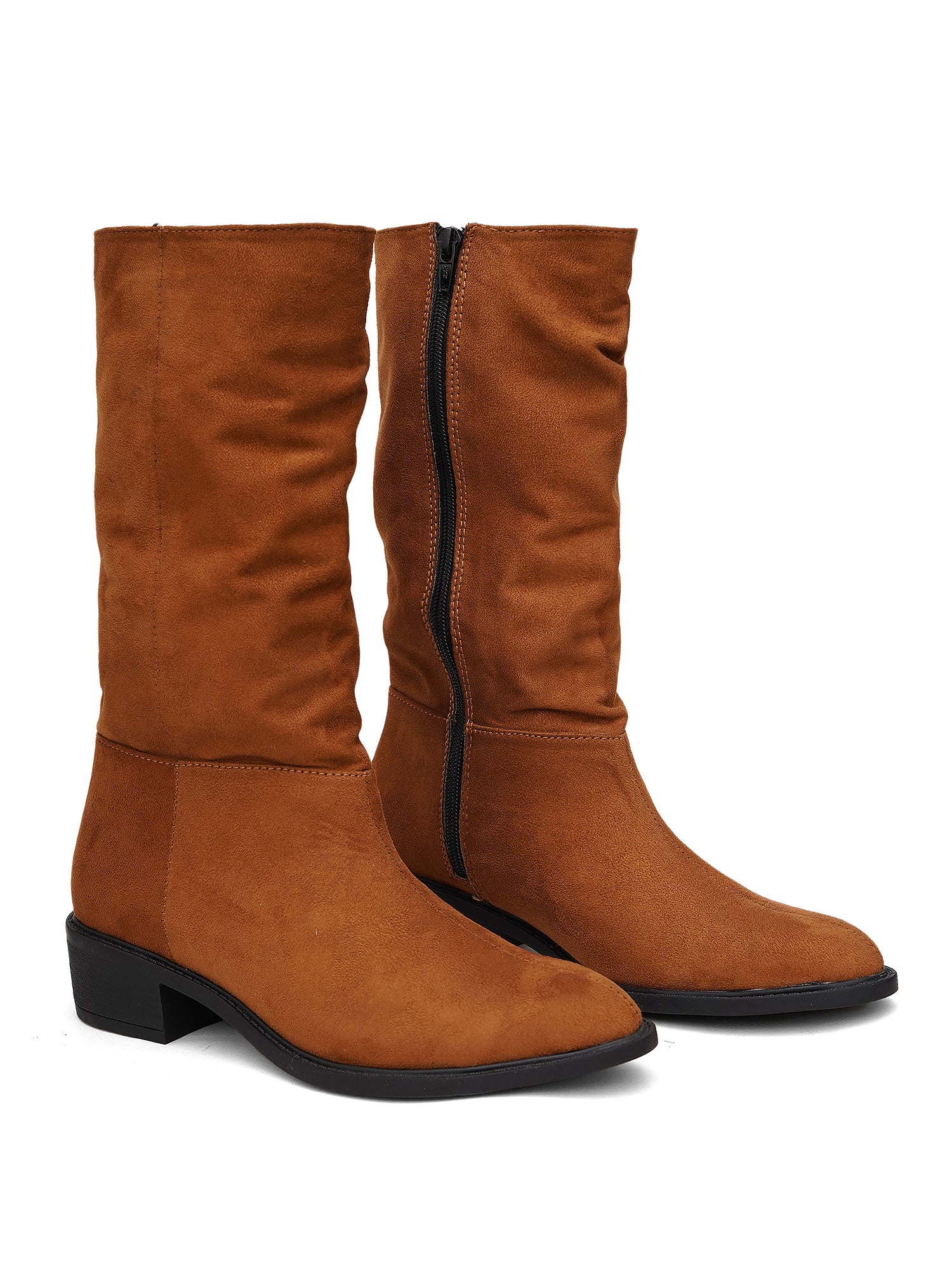 Women’s Tan Long Boots | Elegant Knee High Boots with Heel | Luxury Party & Casual Wear Footwear
