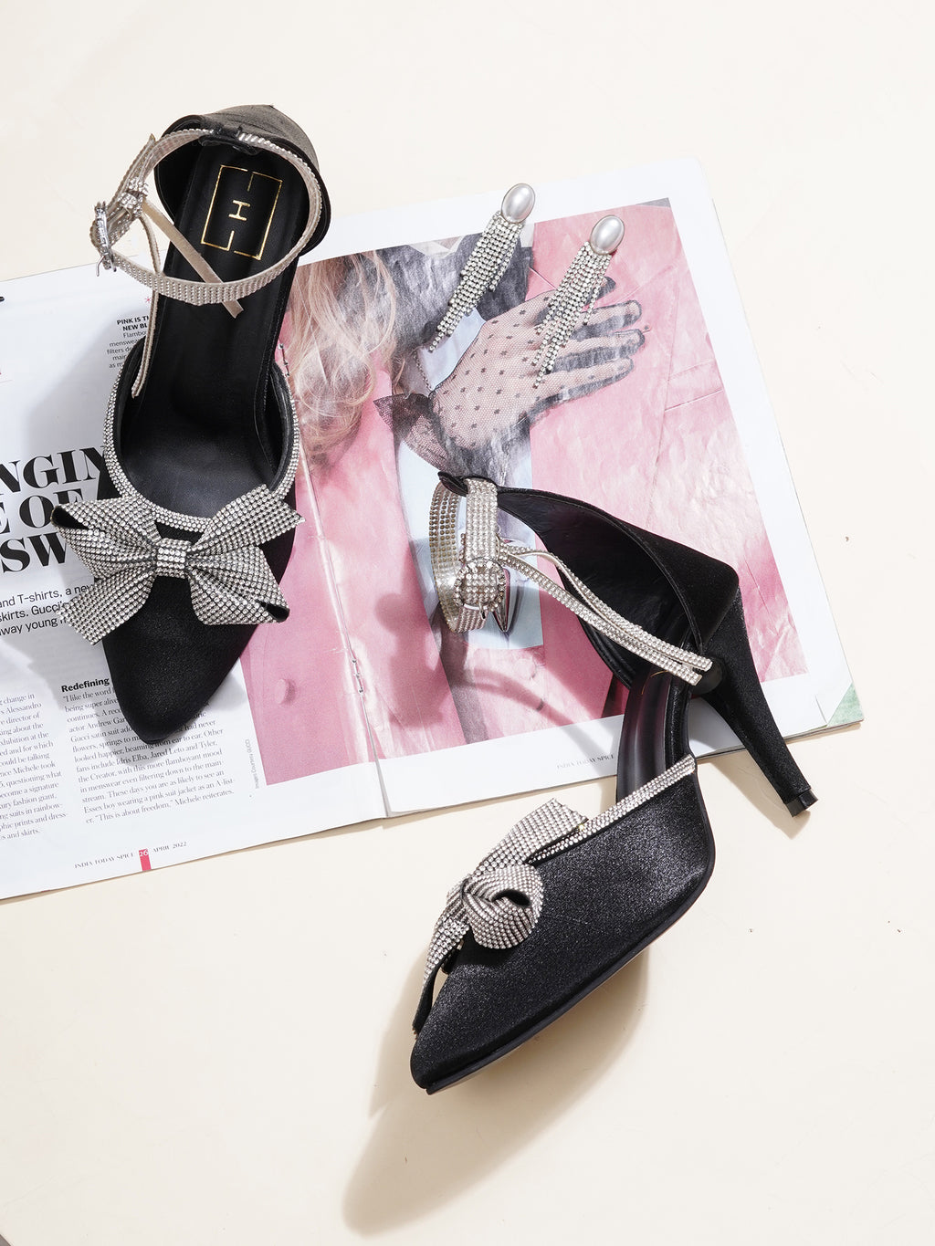 Luxury Black Rhinestone Heels for Women | Classic Pumps | Elegant Bridal, Wedding & Party Wear