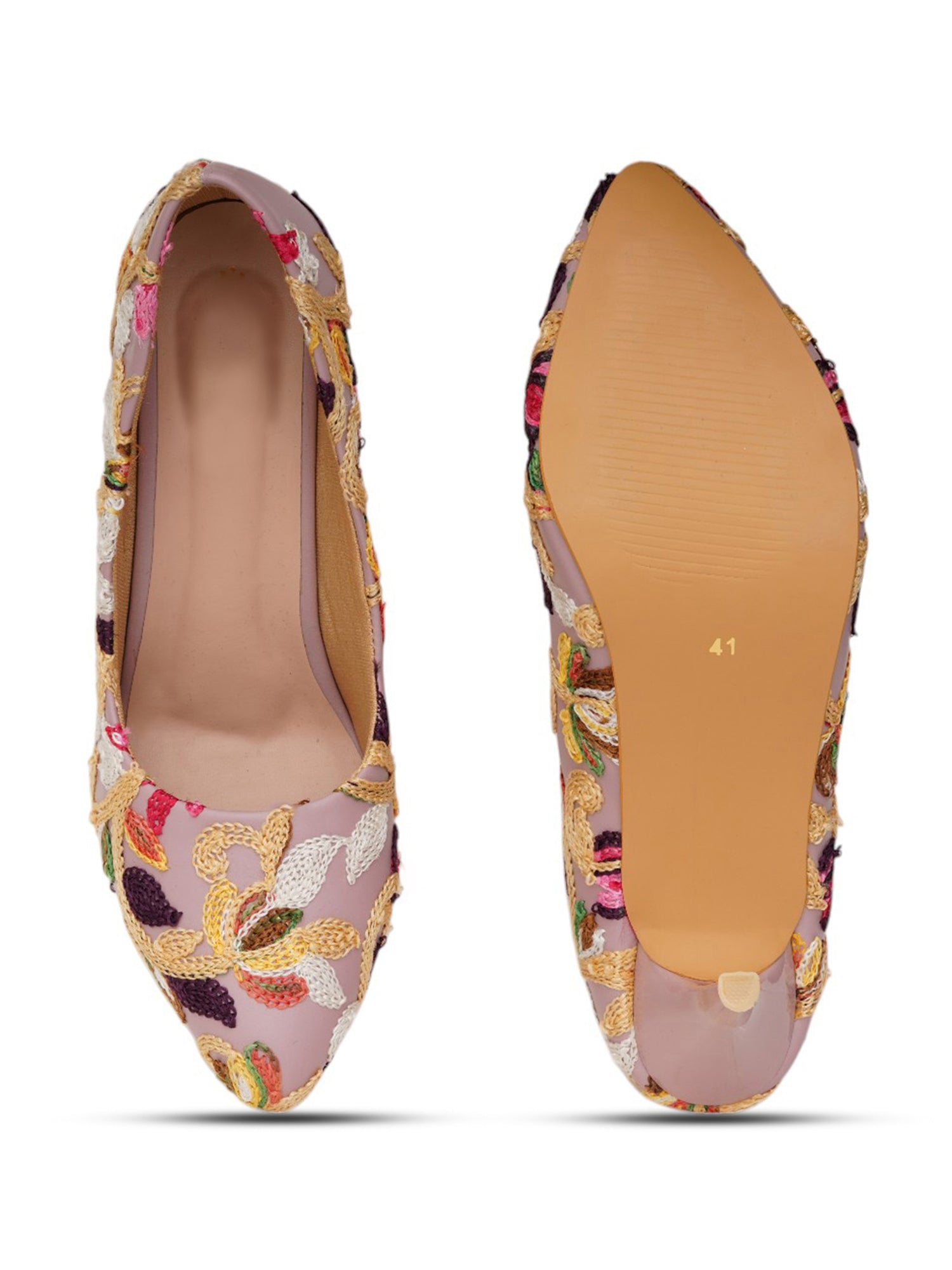 Peach Embroidered Pumps | Premium Women’s Closed Toe Luxury Heels for Bridal & Formal Wear