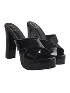 Black 5 Inch Platform Heel Sandals for Women | Stylish Luxury High Heel Footwear for Parties & Events