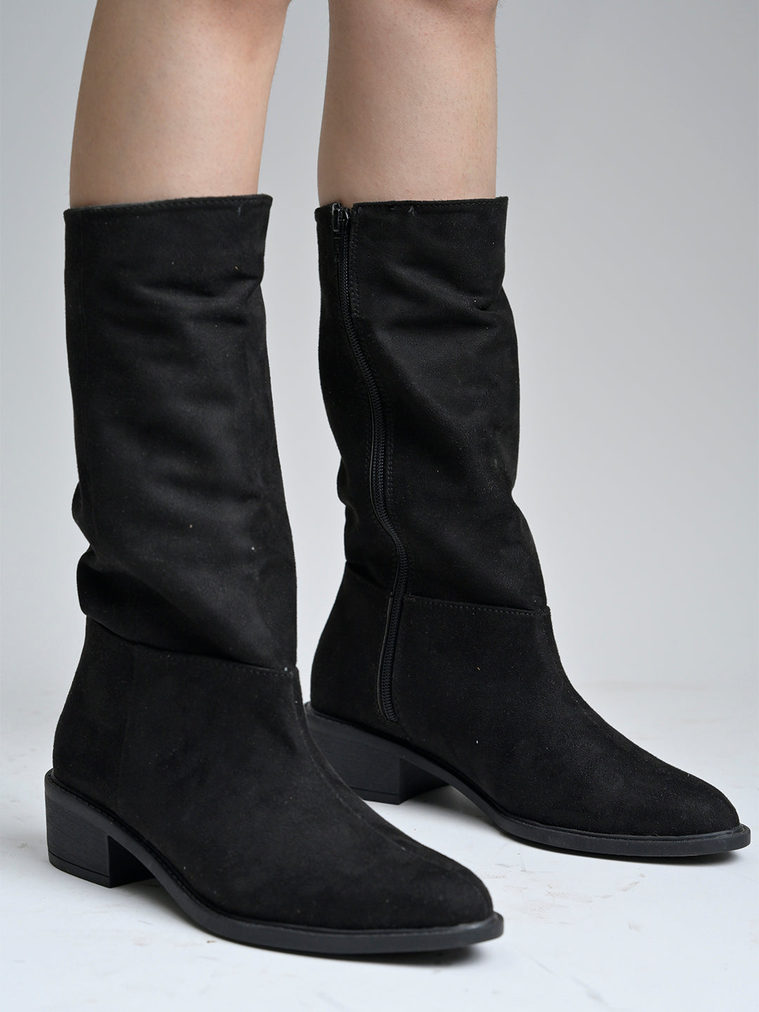 Women’s Black Long Boots | Elegant Knee High Boots with Heel | Luxury Party & Casual Wear Footwear