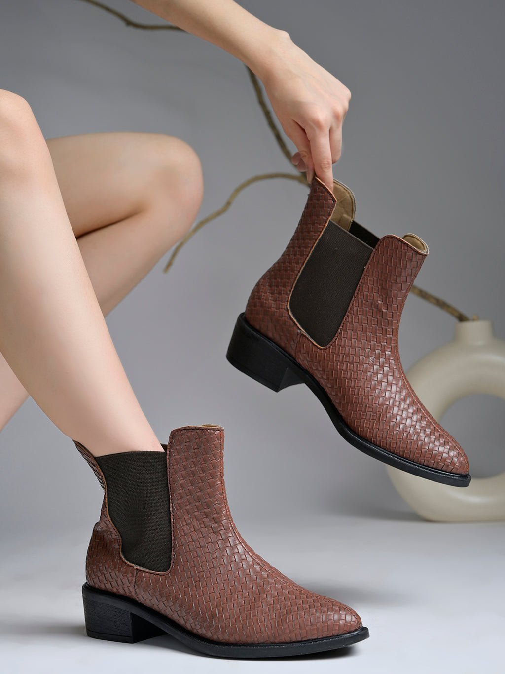 Women’s Fashion Brown Boots | Elegant Leather Ankle Boots with Heel | Designer Luxury Footwear for Casual & Party Wear