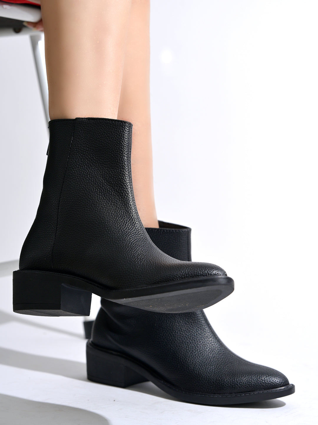 Luxury Black Boots for Women | Premium Leather Ankle Boots with Comfortable Block Heel | Stylish Fashion Footwear