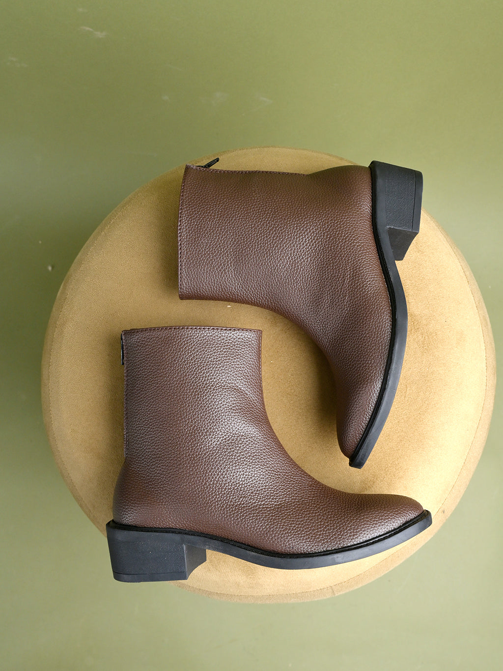 Luxury Brown Boots for Women | Premium Leather Ankle Boots with Comfortable Block Heel | Stylish Fashion Footwear