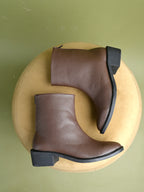 Luxury Brown Boots for Women | Premium Leather Ankle Boots with Comfortable Block Heel | Stylish Fashion Footwear