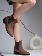 Women’s Fashion Brown Boots | Elegant Leather Ankle Boots with Heel | Designer Luxury Footwear for Casual & Party Wear