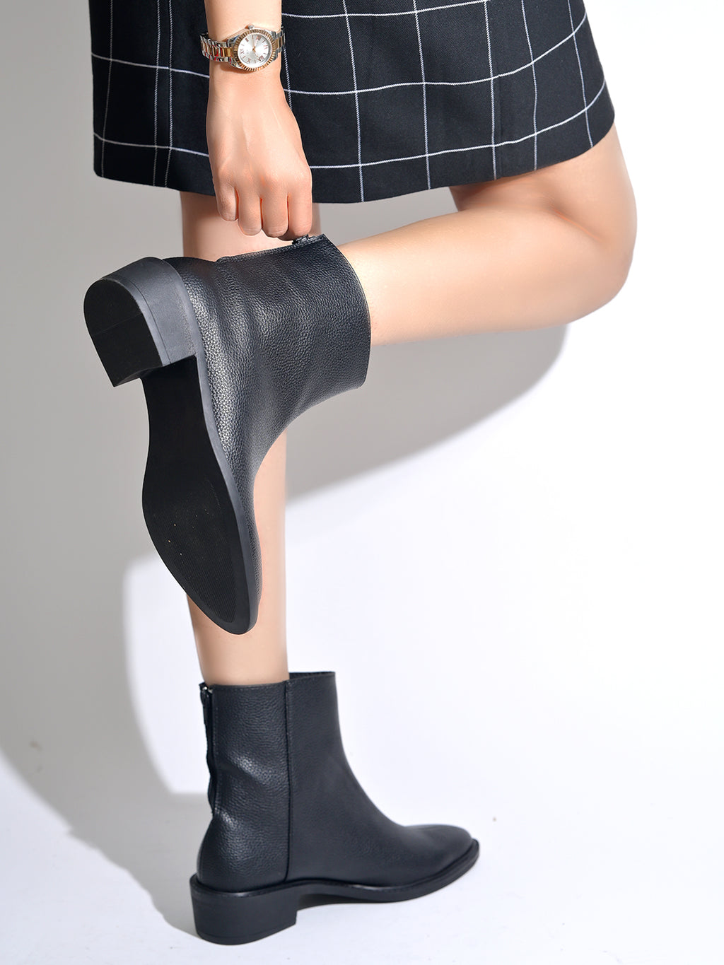 Luxury Black Boots for Women | Premium Leather Ankle Boots with Comfortable Block Heel | Stylish Fashion Footwear