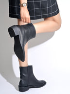 Luxury Black Boots for Women | Premium Leather Ankle Boots with Comfortable Block Heel | Stylish Fashion Footwear