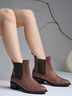 Women’s Fashion Brown Boots | Elegant Leather Ankle Boots with Heel | Designer Luxury Footwear for Casual & Party Wear