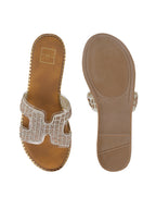 Women’s Silver Rhinestone Slip-On Flat Sandals – Elegant Sparkle Summer Flats