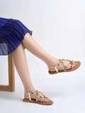 Women’s Luxury Multicolor Rhinestone Transparent Strap Flat Sandals – Summer Gladiator Style