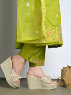 Regal Pearl & Crystal Embellished Platform Wedge Sandals For Women & Girls