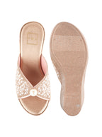 Pearlescent Glamour Embellished Platform Wedges For Women & Girls