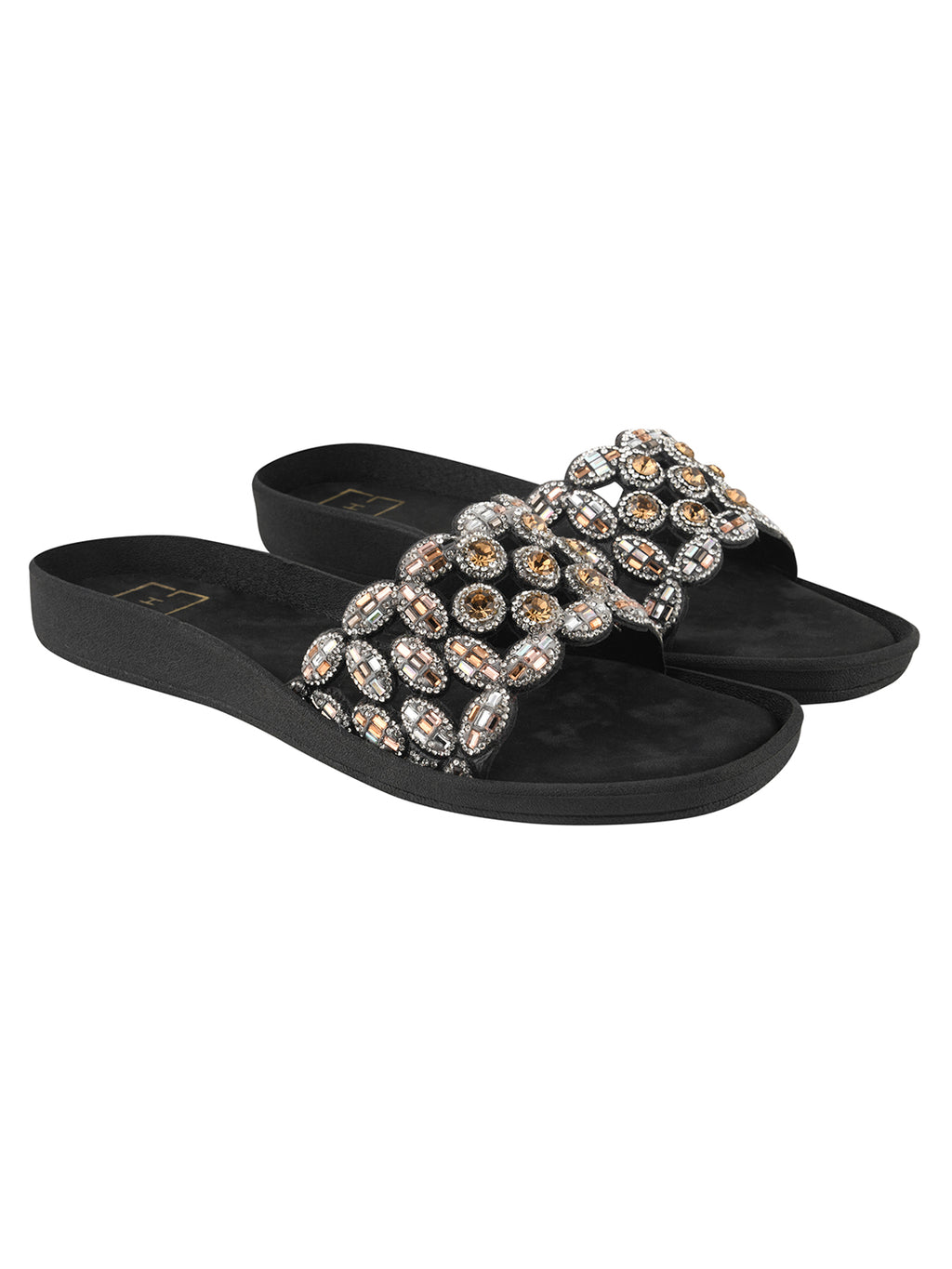 Black Gemini said Midnight Galaxy Embellished Comfort Flats For Women & Girls