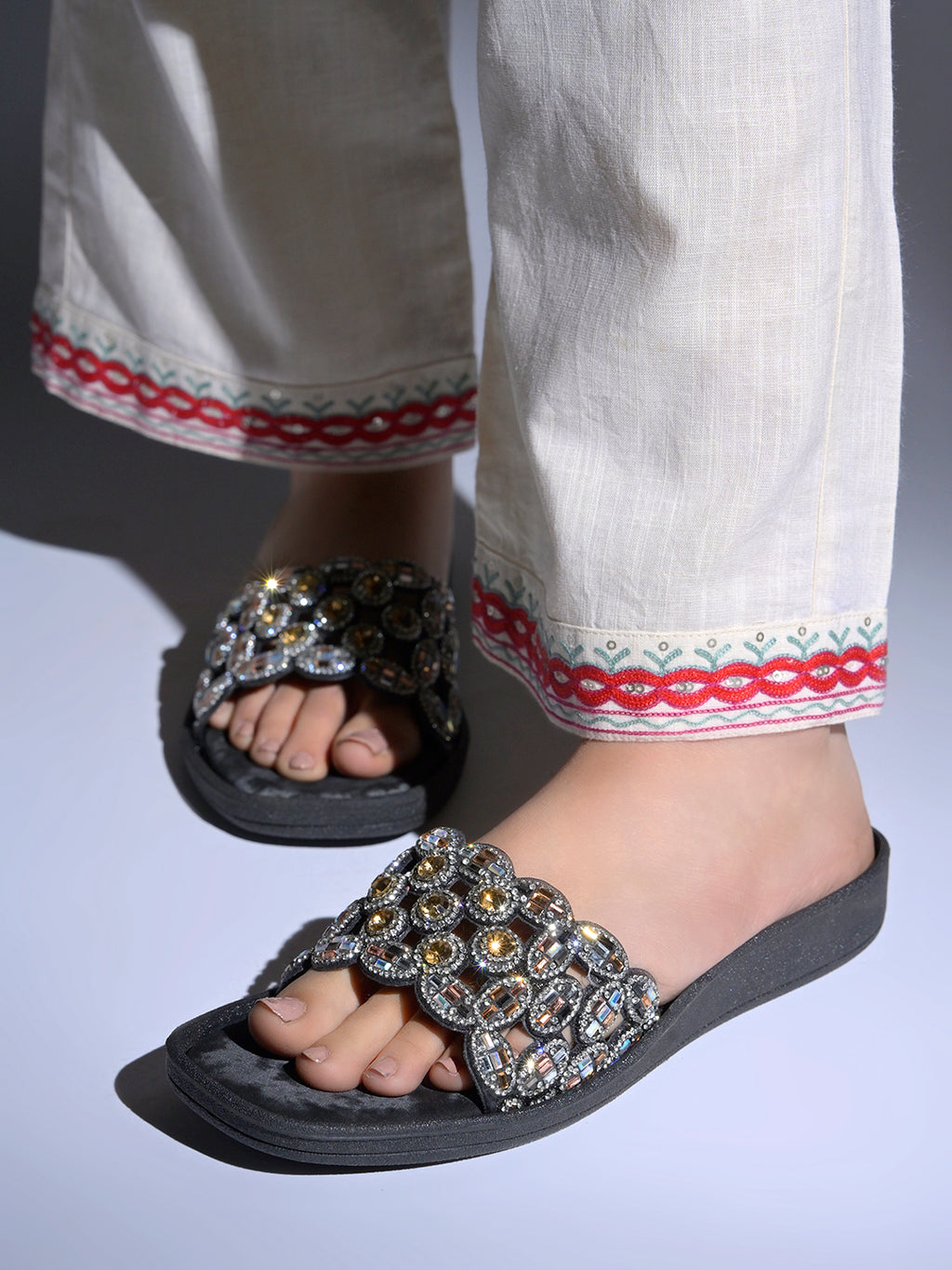Black Gemini said Midnight Galaxy Embellished Comfort Flats For Women & Girls