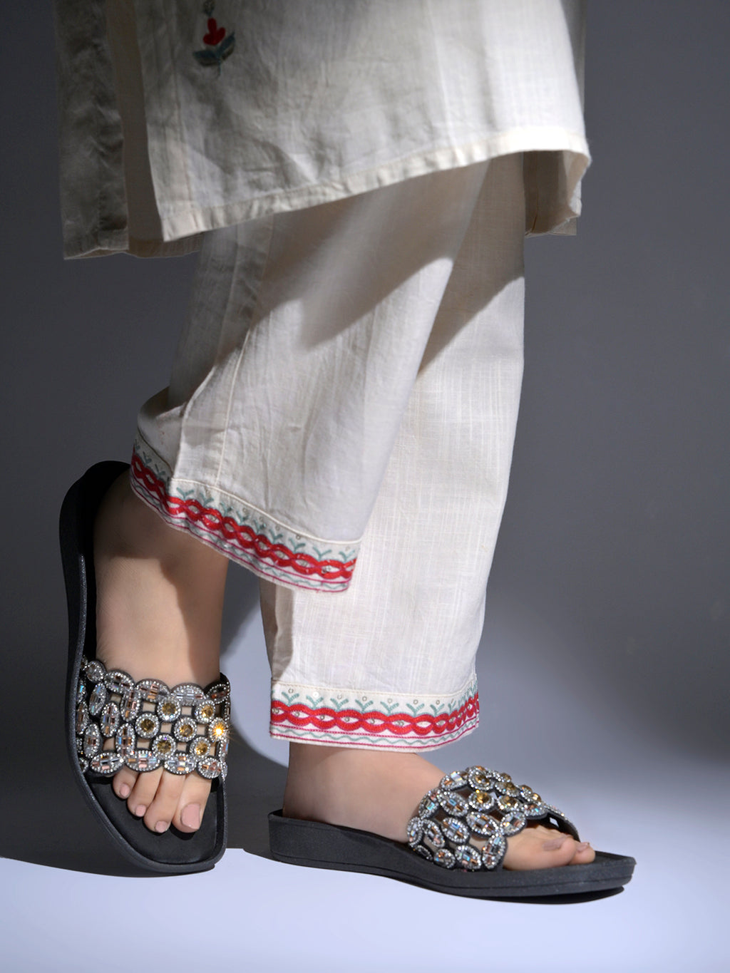 Black Gemini said Midnight Galaxy Embellished Comfort Flats For Women & Girls