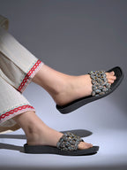 Black Gemini said Midnight Galaxy Embellished Comfort Flats For Women & Girls