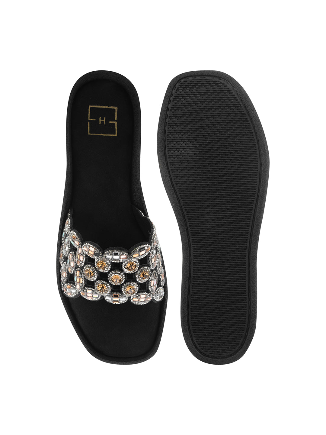 Black Gemini said Midnight Galaxy Embellished Comfort Flats For Women & Girls