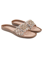 Rose-Gold Gemini said Midnight Galaxy Embellished Comfort Flats For Women & Girls