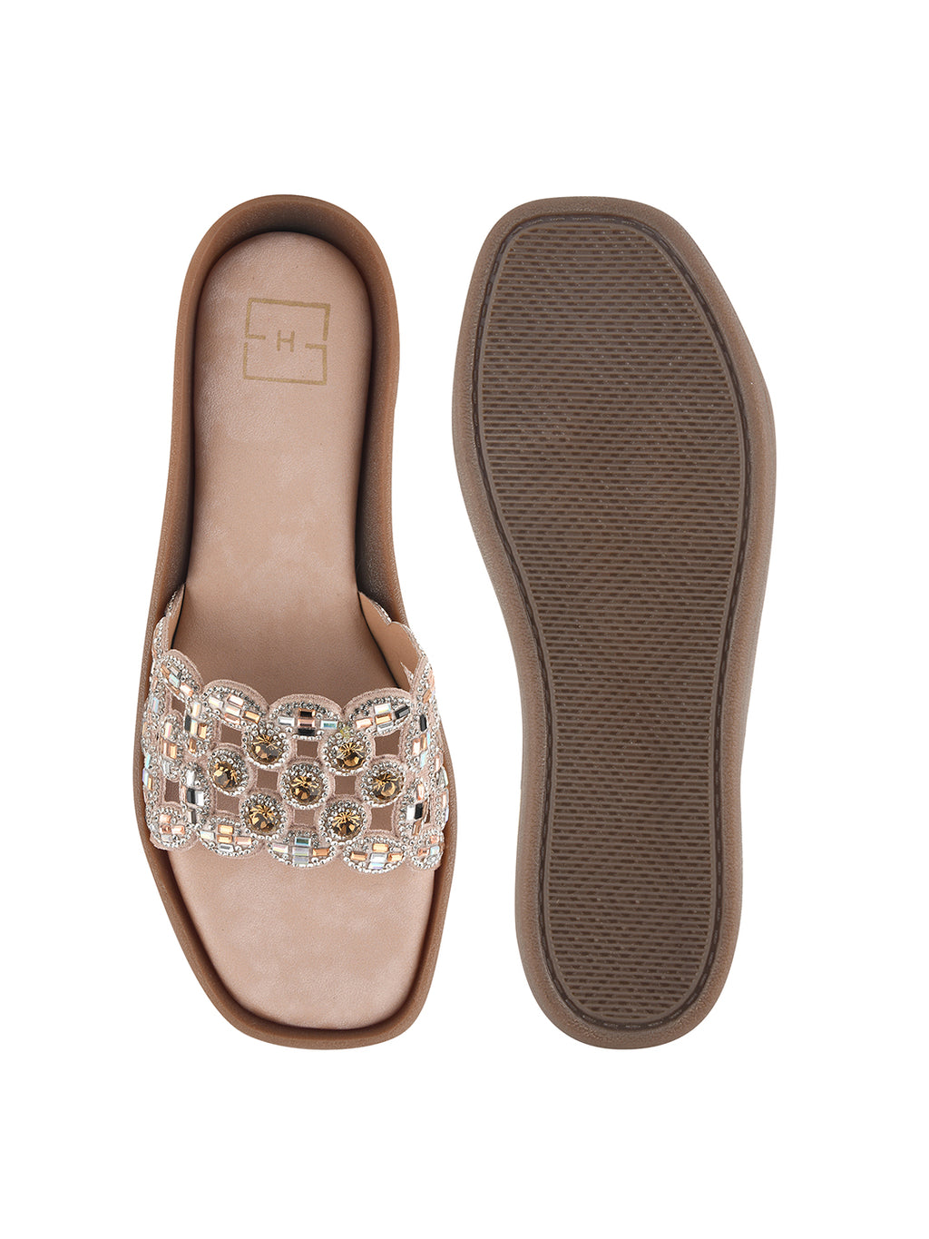 Rose-Gold Gemini said Midnight Galaxy Embellished Comfort Flats For Women & Girls