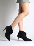 Women’s Black Pencil Heel Boots – Stylish High Heel Ankle Boots for Party & Evening Wear