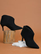 Women’s Black Pencil Heel Boots – Stylish High Heel Ankle Boots for Party & Evening Wear